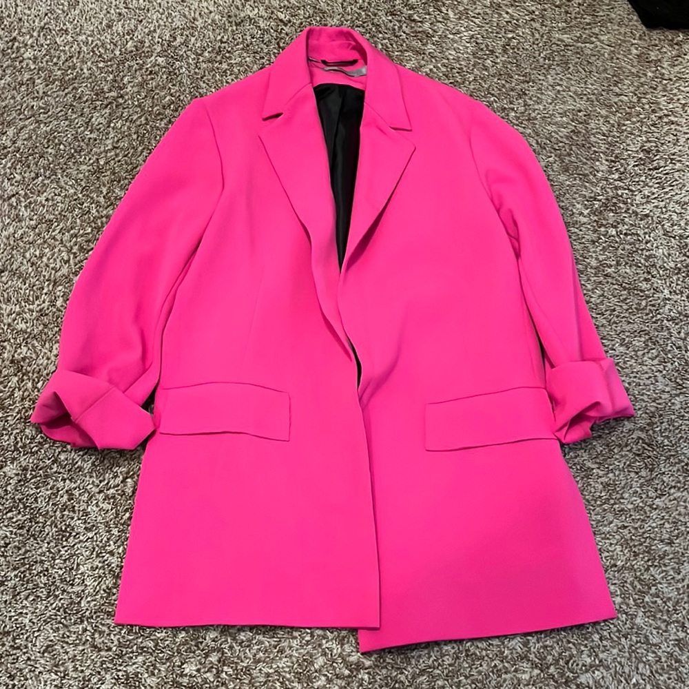 Loosely fit hot pink blazer